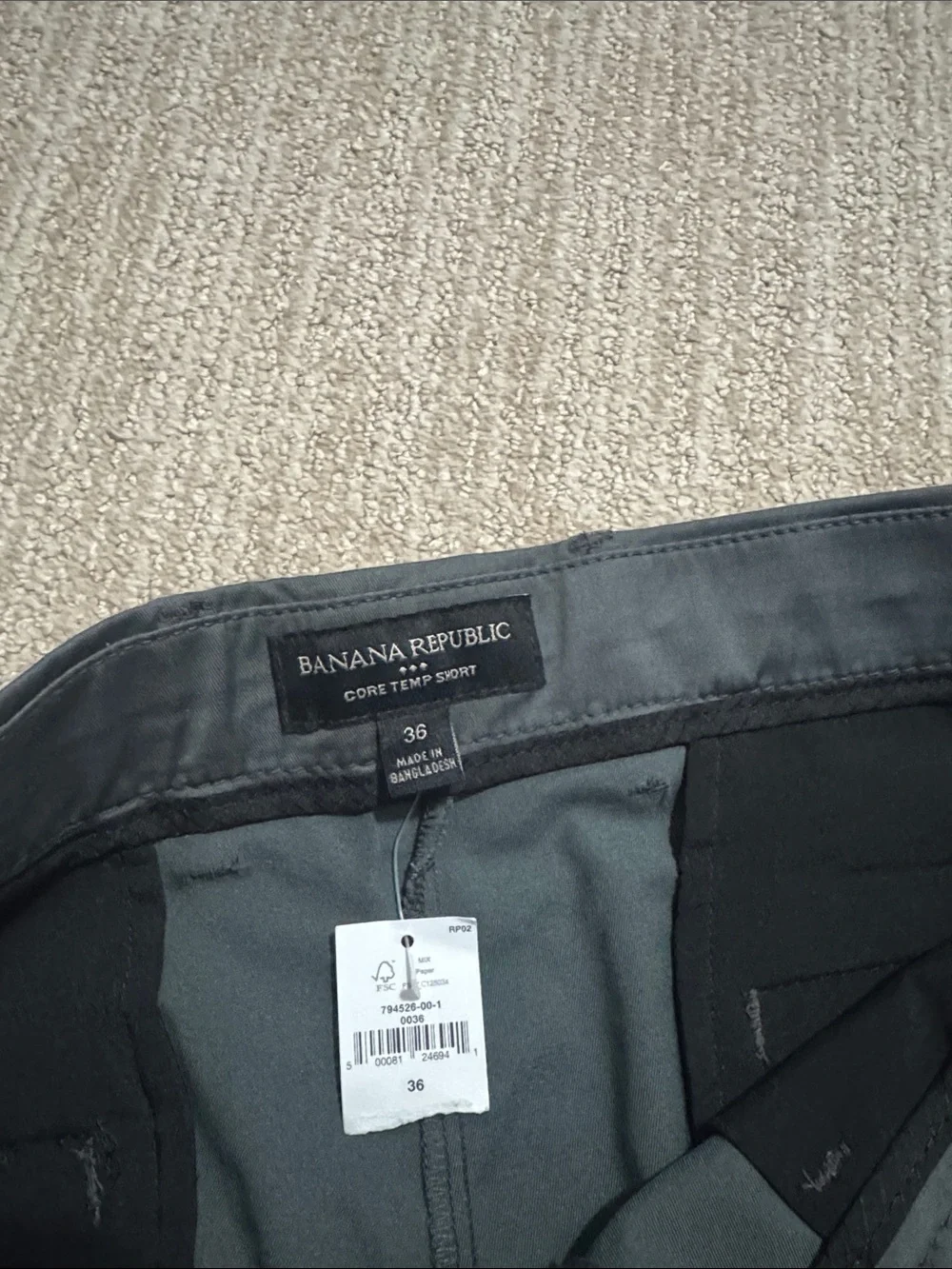 Banana Republic Mens 36 Dark Gray Core Temp Chino Shorts 9